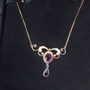 Vintage art nouveau gold filled amethyst necklace